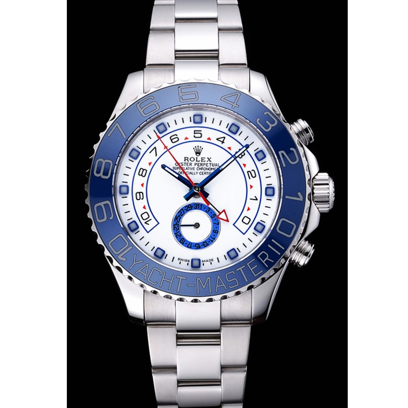 Aaa fake watches Stainless II Master White Yacht Bracelet Rolex Bezel Dial Blue 622269 Steel 0629